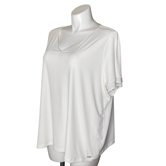 Calvin Klein Short Flutter Sleeve Top, NWT $64 V-Neckline Women's Size 2X - Picture 6 of 9